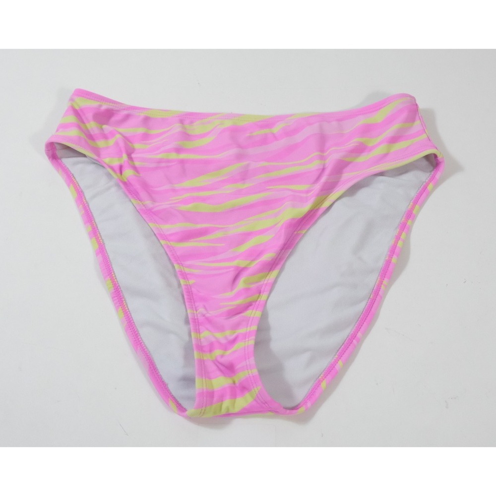 O'rageous Swim Bottoms Women XL Pink Zebra Print High Cut Bikini Juniors Stretch
